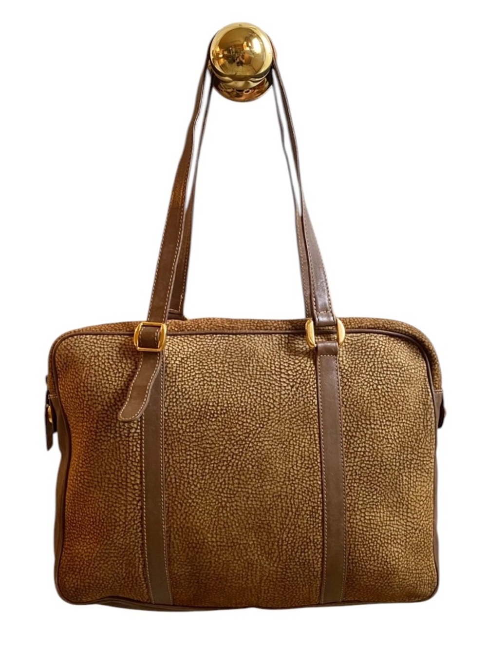 Rare Authentic Vintage Borbonese Redwall Partridge Eye Pattern Briefcase Tote